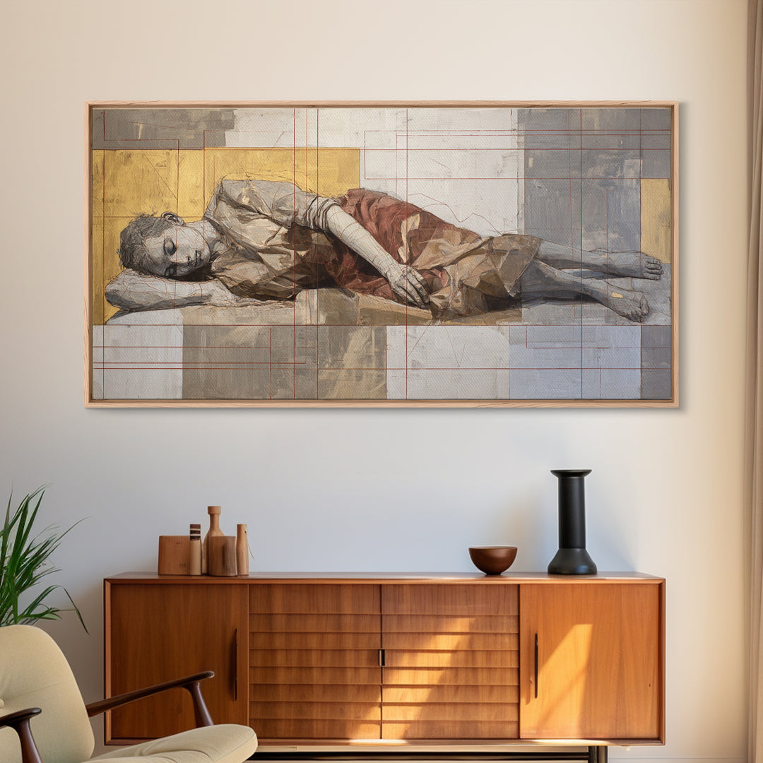 Classical Reclining Figure Implied Through Line Art Canvas Print, Master Bedroom, Room Decor, Bedroom Decor, Sanctuary, MAS-2x1-18