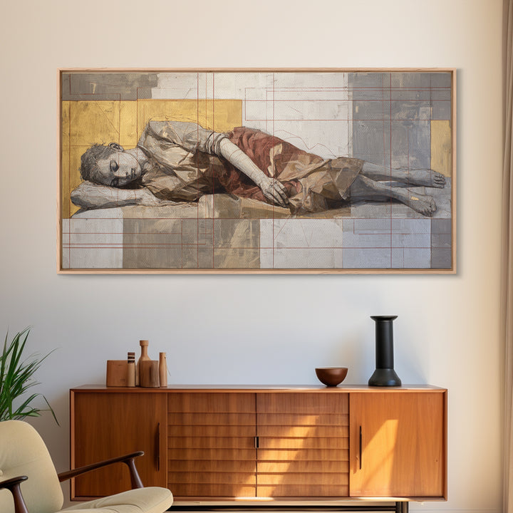 Classical Reclining Figure Implied Through Line Art Canvas Print, Master Bedroom, Room Decor, Bedroom Decor, Sanctuary, MAS-2x1-18