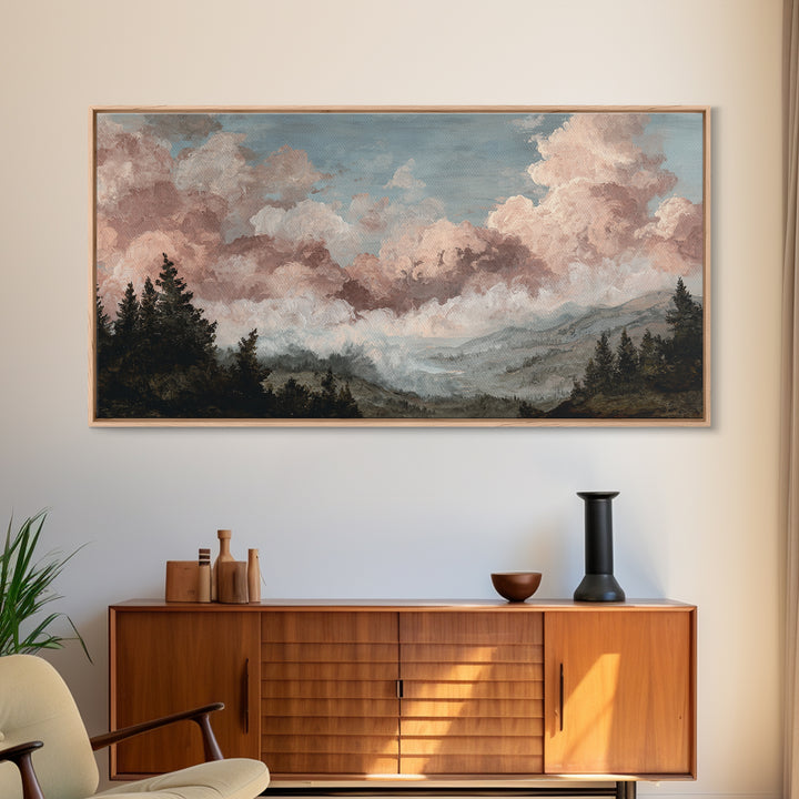 Blush and Taupe Cloudscape Canvas Print, Master Bedroom, Bedroom Decor, Abstract Art, Sanctuary, Printable Art, MAS-2x1-2