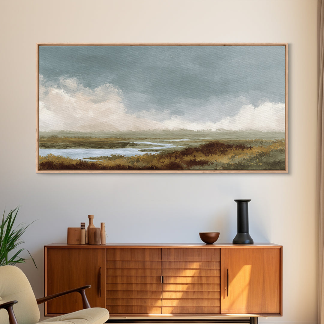 Blush and Taupe Cloudscape Canvas Print, Master Bedroom, Bedroom Decor, Abstract Art, Sanctuary, Printable Art, MAS-2x1-26