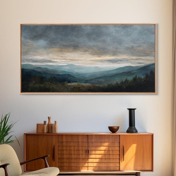 Soft Mountain Ridge Framed Canvas Print, Master Bedroom, Printable Wall Art, Bedroom Decor, Sanctuary, Minimalist Wall Art, MAS-2x1-33