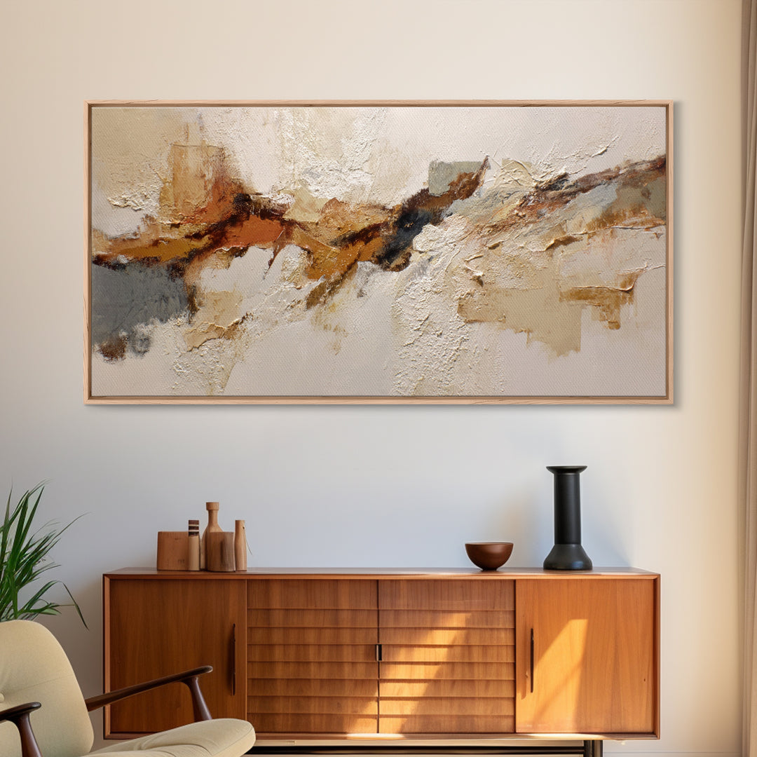 Large Cream Abstract Framed Canvas Print, Master Bedroom, Bedroom Decor, Abstract Art, Sanctuary, Farmhouse Wall Art, MAS-2x1-37