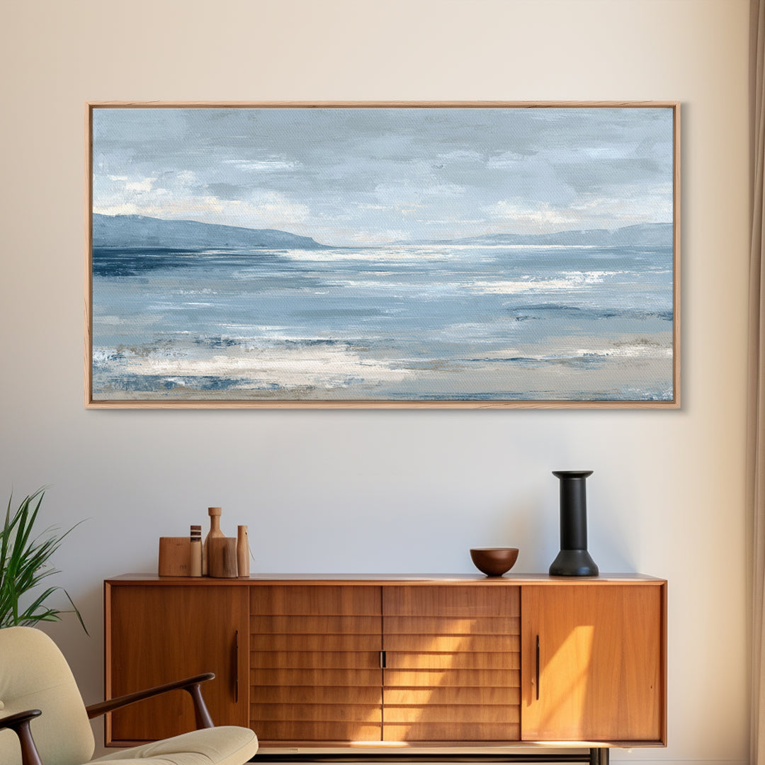 Hotel Coastal Landscape Canvas Print, Master Bedroom, Large Wall Art, Bedroom Decor, Watercolor Art, Sanctuary, Bedroom Prints, MAS-2x1-41