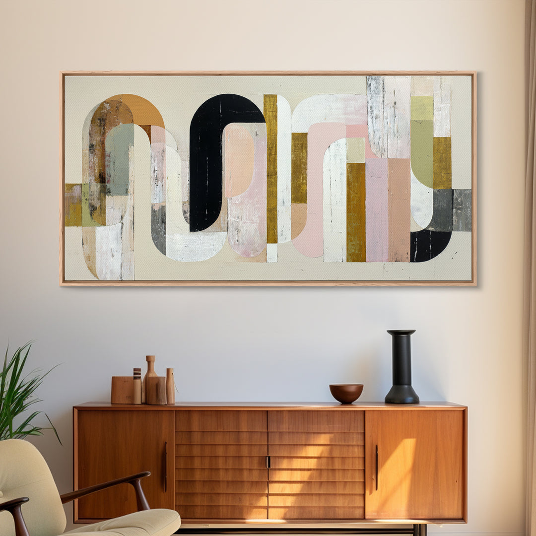 Gold Accented Abstract Arches Canvas Print, Master Bedroom, Bedroom Decor, Abstract Art, Sanctuary, Farmhouse Wall Art, MAS-2x1-52