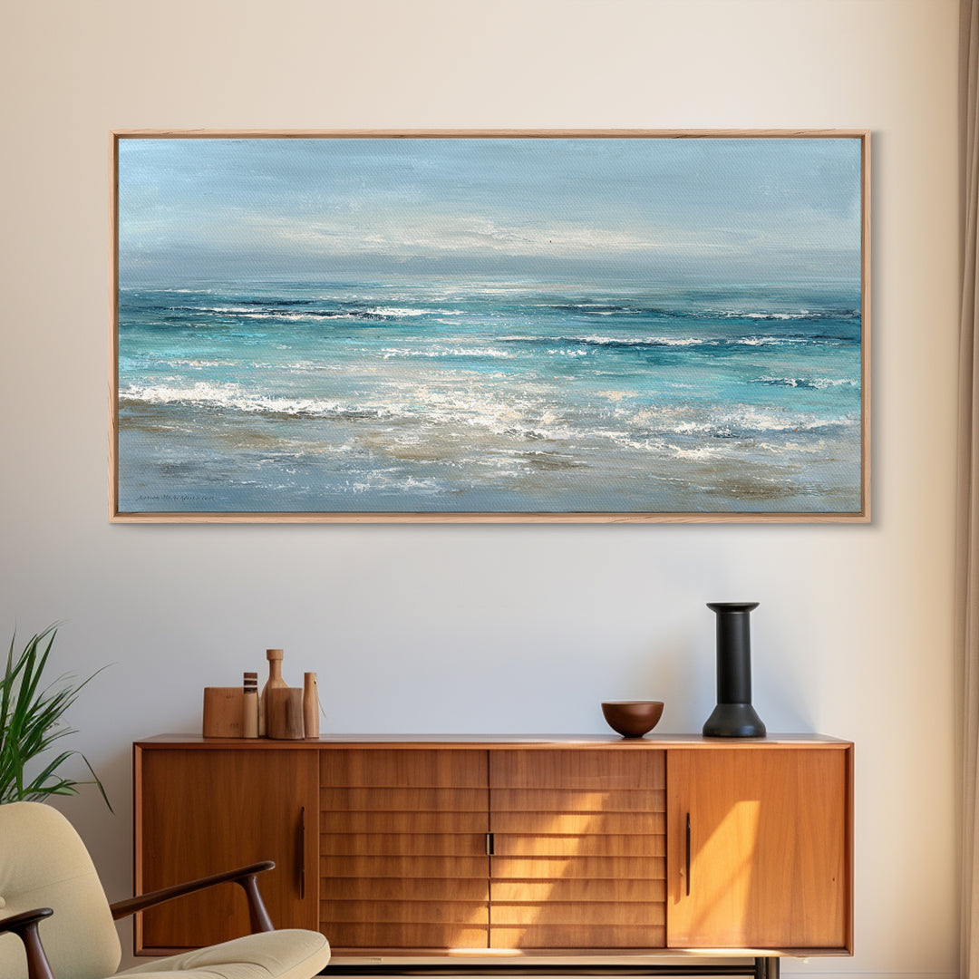 Hotel Coastal Landscape Framed Canvas Print, Master Bedroom, Canvas Print, Bedroom Decor, Sanctuary, Above Bed Wall Art, MAS-2x1-65