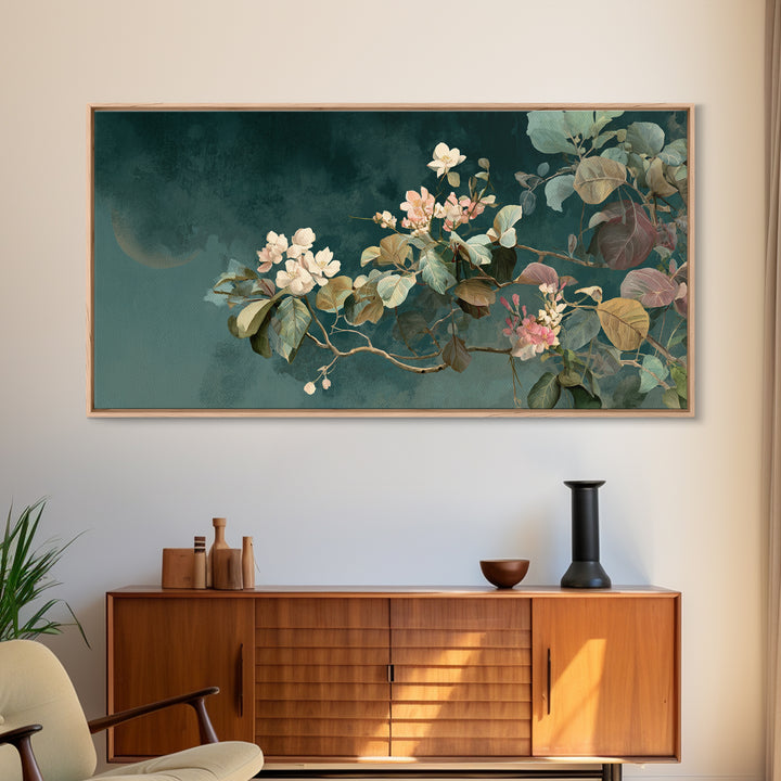 Dreamy Celestial Moon and Botanical Composition Canvas Print, Master Bedroom, Wall Art Prints, Bedroom Decor, Sanctuary, MAS-2x1-7
