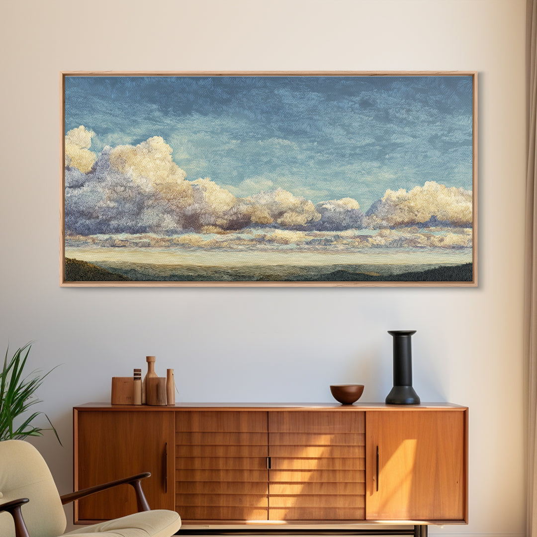 Blush and Taupe Cloudscape Canvas Print, Master Bedroom, Wall Decal, Bedroom Decor, Watercolor Art, Sanctuary, MAS-2x1-74
