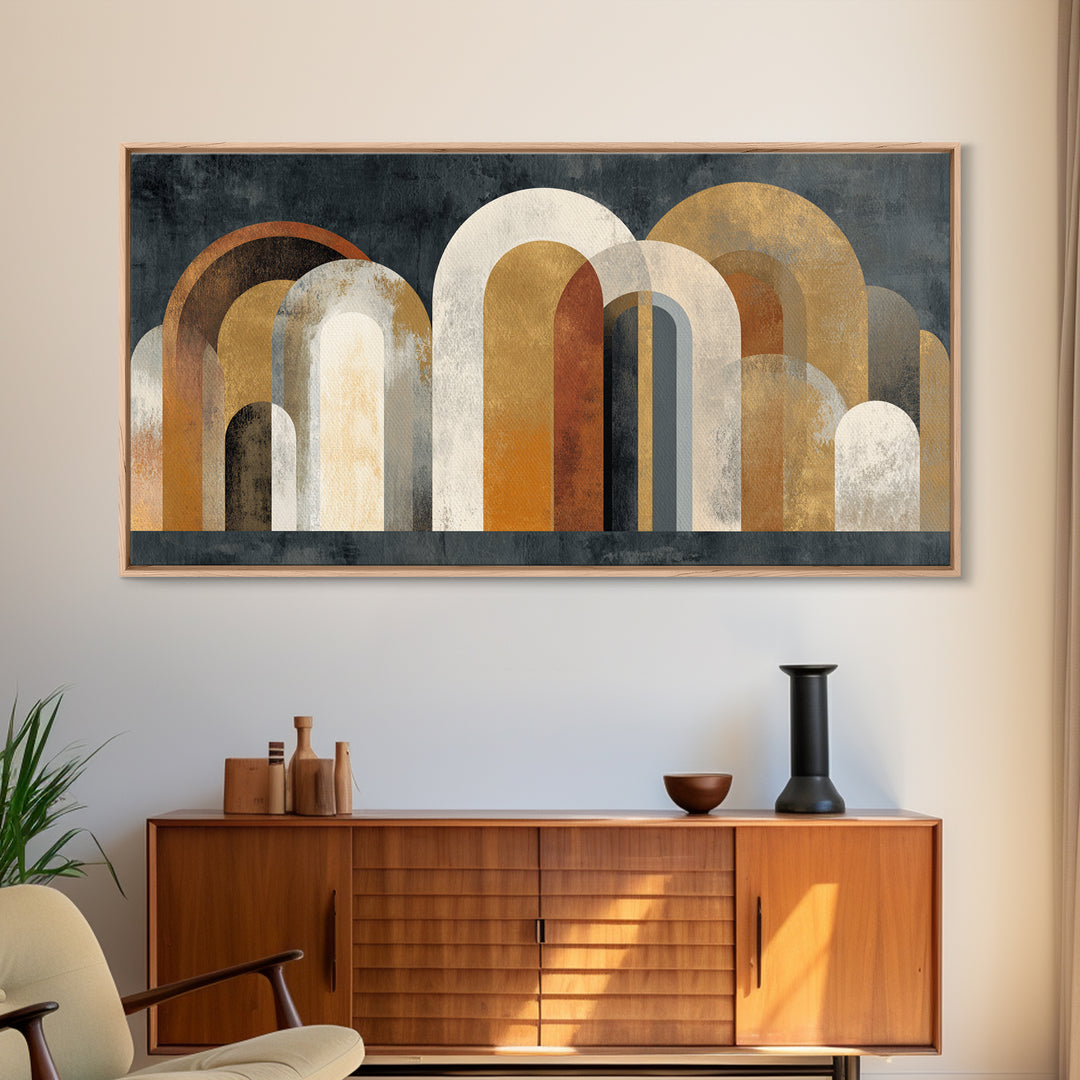 Gold Accented Abstract Arches Canvas Print, Master Bedroom, Minimalist Wall Art, Bedroom Decor, Sanctuary, Over Bed Wall Art, MAS-2x1-76