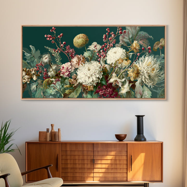 Dreamy Celestial Moon and Botanical Composition Canvas Print, Master Bedroom, Vinyl Wall Decal, Bedroom Decor, Sanctuary, MAS-2x1-79