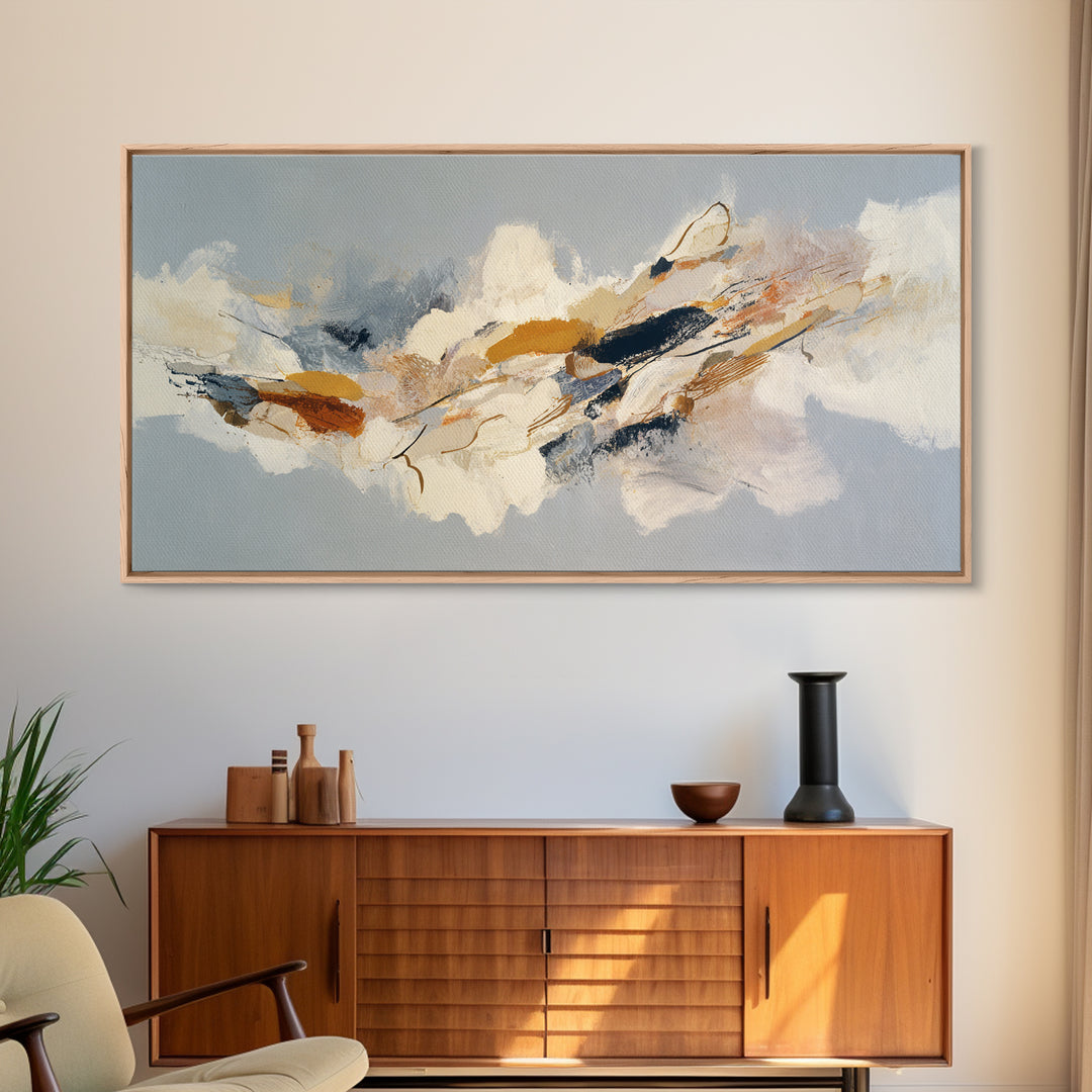 Large Cream Abstract Framed Canvas Print, Master Bedroom, Minimalist Wall Art, Bedroom Decor, Sanctuary, Over Bed Wall Art, MAS-2x1-85