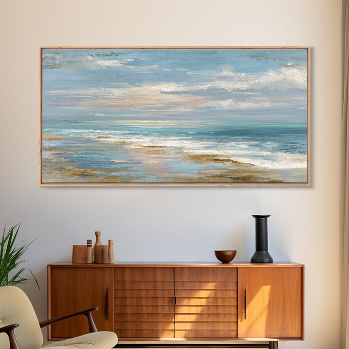 Hotel Coastal Landscape Canvas Print, Master Bedroom, Farmhouse Wall Art, Bedroom Decor, Oil Painting, Sanctuary, MAS-2x1-89