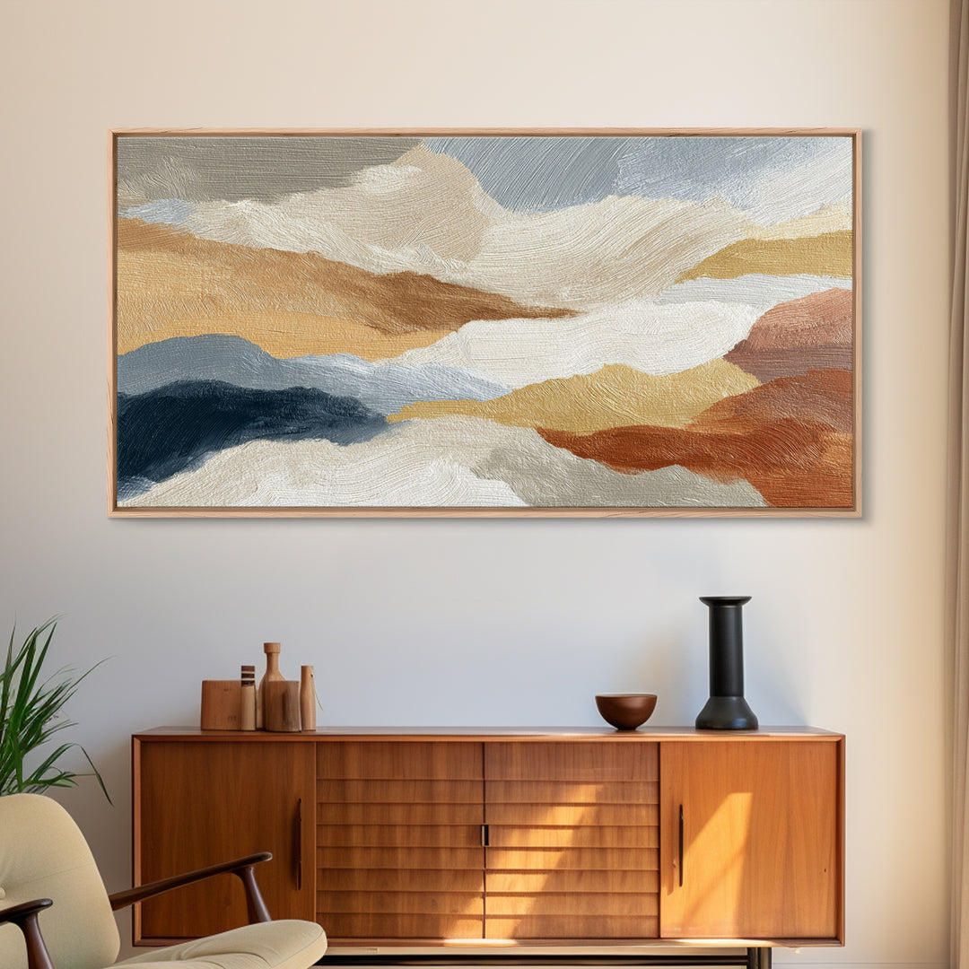 Soft Abstract Linen Texture Framed Canvas Print, Master Bedroom, Neutral Decor, Bedroom Decor, Fine Art, Sanctuary, Home Decor, MAS-2x1-95