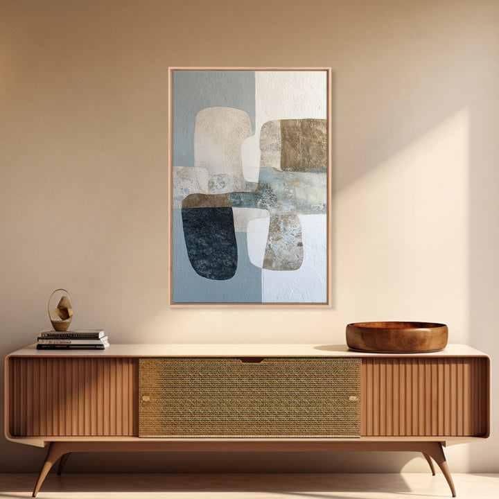 Minimal Stone Shapes Framed Canvas Print, Master Bedroom, Modern Decor, Bedroom Decor, Abstract Art, Sanctuary, Wall Decor, MAS-2x3-24