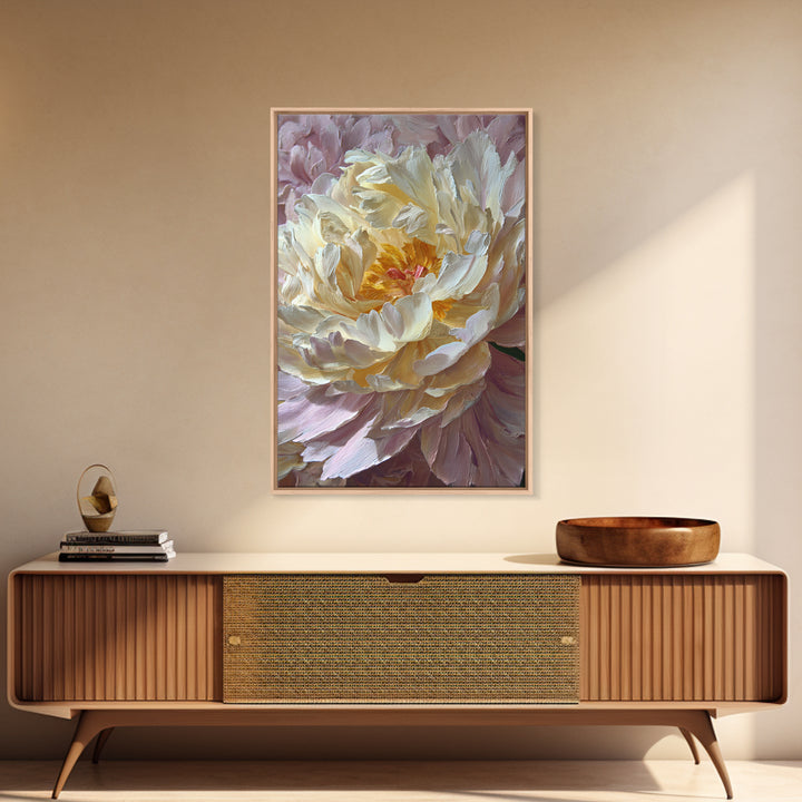 Romantic Neutral Peony Closeup Framed Canvas Print, Master Bedroom, Wall Art Prints, Bedroom Decor, Fine Art, Sanctuary, MAS-2x3-34