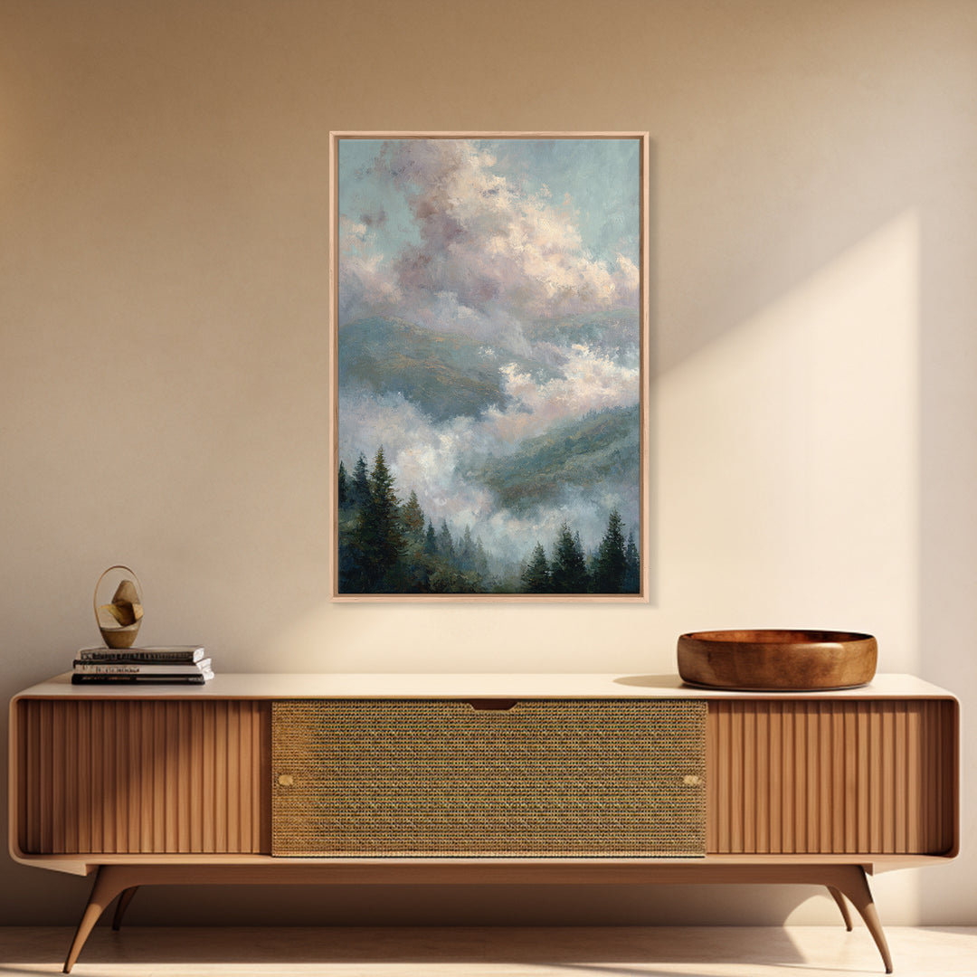 Blush and Taupe Cloudscape Framed Canvas Print, Master Bedroom, Large Wall Art, Bedroom Decor, Sanctuary, Bedroom Prints, MAS-2x3-38