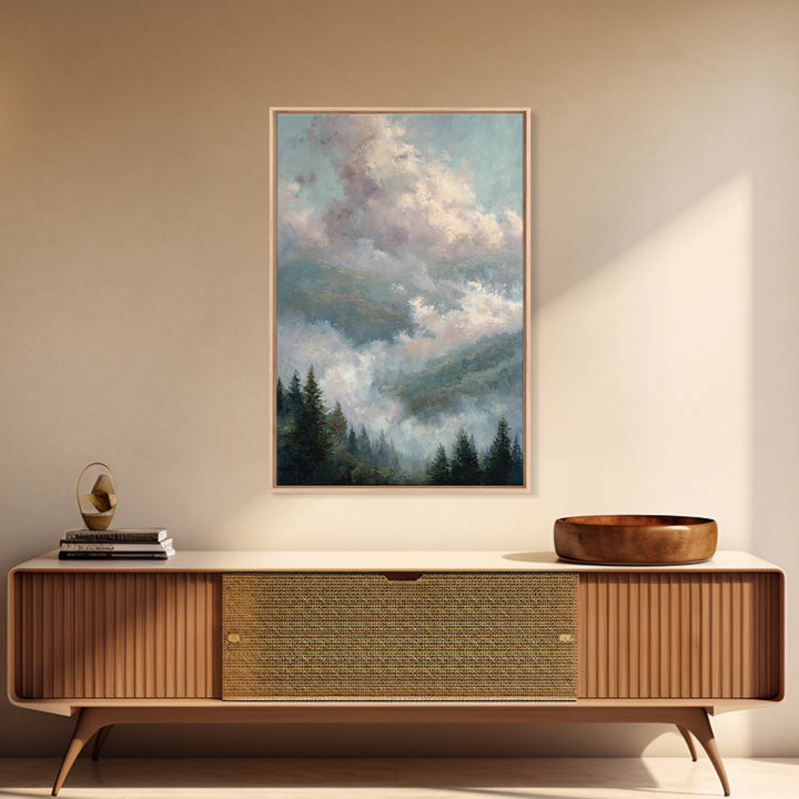 Blush and Taupe Cloudscape Framed Canvas Print, Master Bedroom, Large Wall Art, Bedroom Decor, Sanctuary, Bedroom Prints, MAS-2x3-38