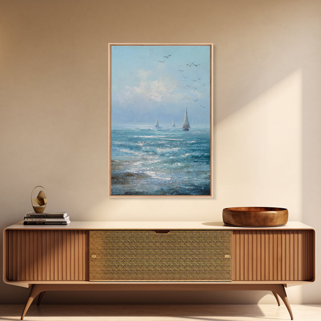 Hotel Coastal Landscape Framed Canvas Print, Master Bedroom, Farmhouse Wall Decor, Bedroom Decor, Fine Art, Sanctuary, MAS-2x3-53