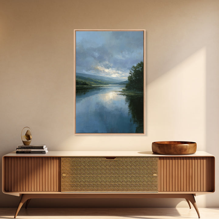 Serene Lake with Pale Morning Reflection Canvas Print, Master Bedroom, Above Bed Wall Decor, Bedroom Decor, Sanctuary, MAS-2x3-87