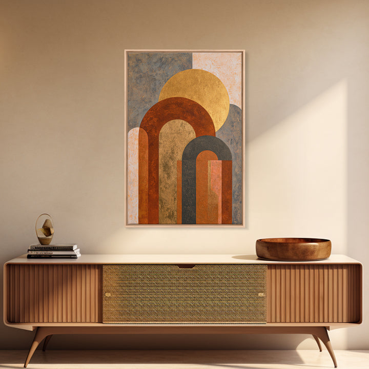 Gold Accented Abstract Arches Framed Canvas Print, Master Bedroom, Minimalist Wall Art, Bedroom Decor, Fine Art, Sanctuary, MAS-2x3-88