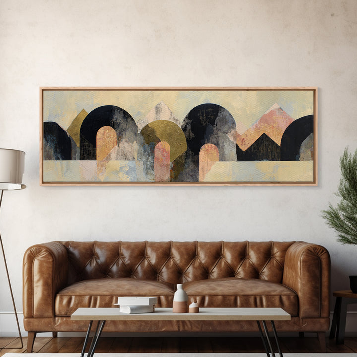 Gold Accented Abstract Arches Canvas Print, Master Bedroom, Vinyl Wall Decal, Bedroom Decor, Abstract Art, Sanctuary, MAS-3x1-24