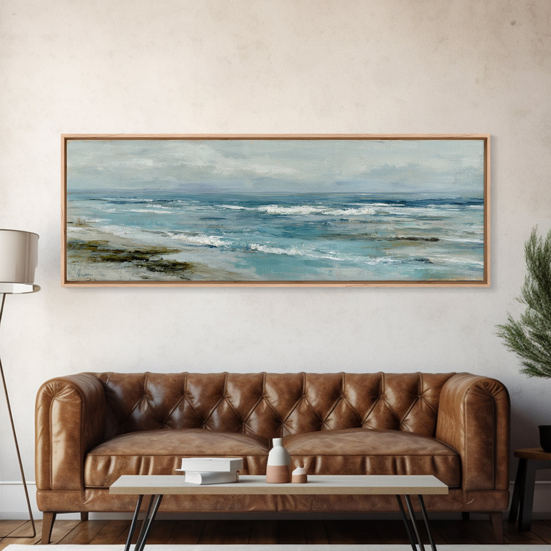 Hotel Coastal Landscape Framed Canvas Print, Master Bedroom, Bedroom, Bedroom Decor, Fine Art, Sanctuary, Boho Decor, MAS-3x1-37