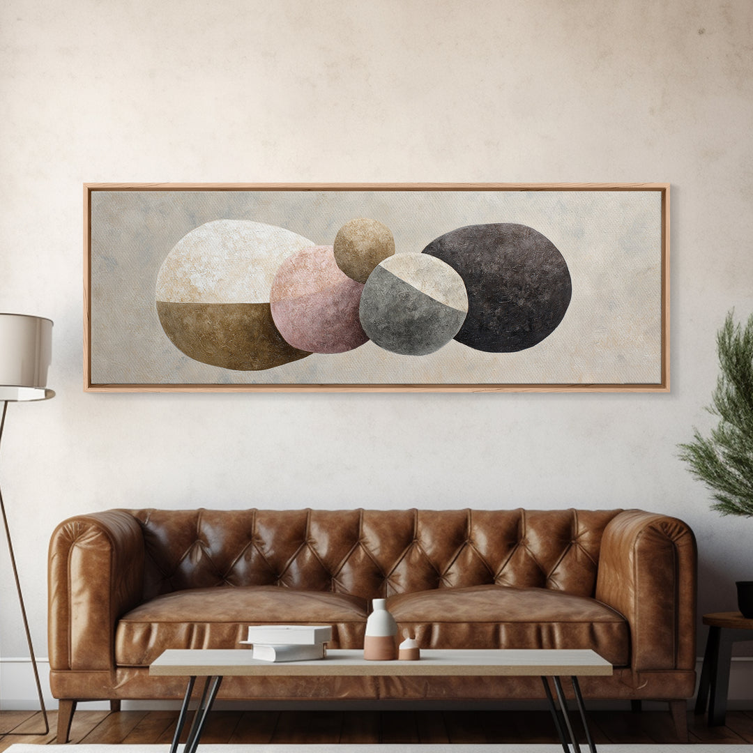 Minimal Stone Shapes Framed Canvas Print, Master Bedroom, Minimalist Decor, Bedroom Decor, Fine Art, Sanctuary, Farmhouse Decor, MAS-3x1-56