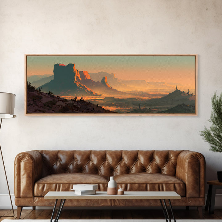 Quiet Desert Dusk Framed Canvas Print, Master Bedroom, Wall Decor Bedroom, Bedroom Decor, Fine Art, Sanctuary, Fine Art Print, MAS-3x1-74