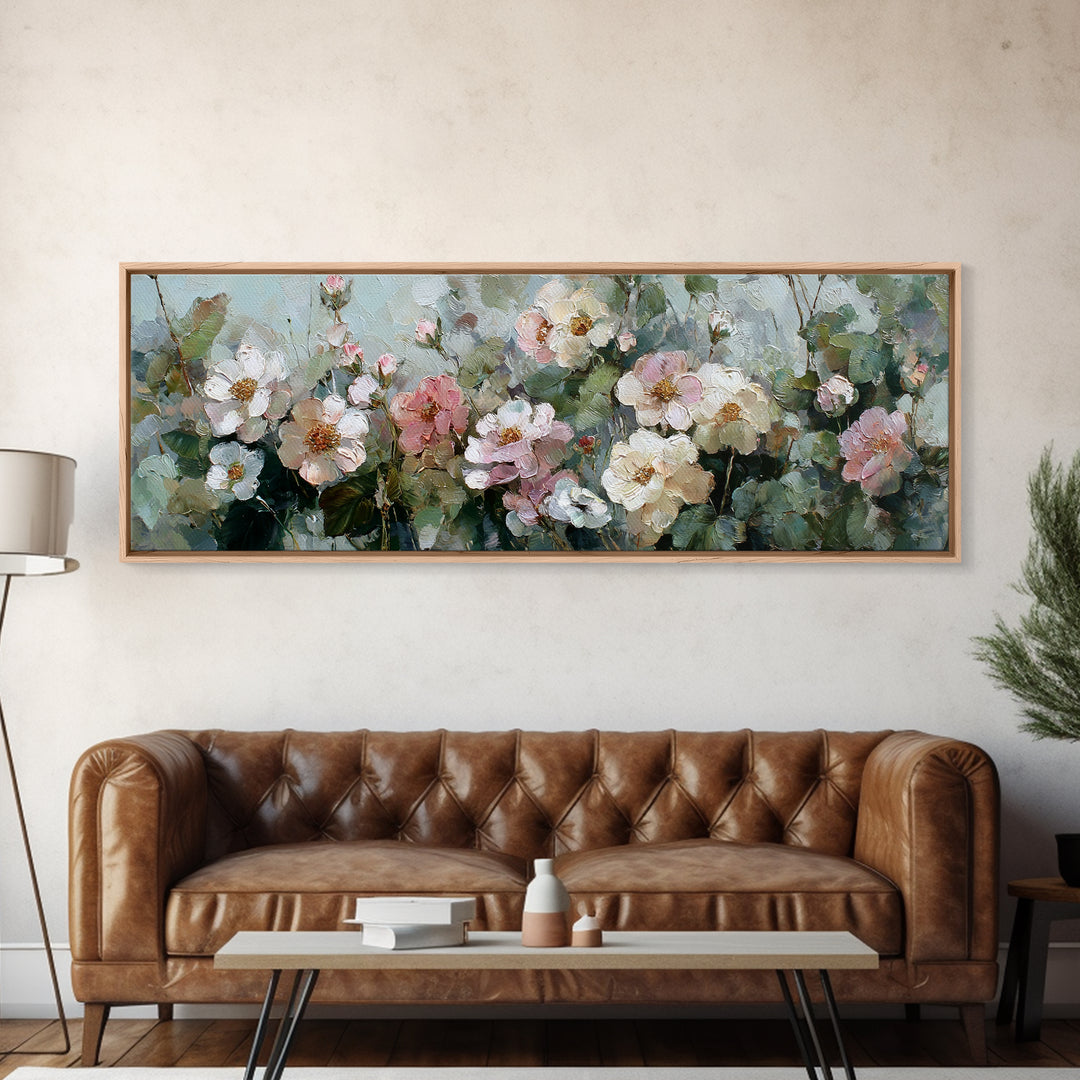 Dreamy Celestial Moon and Botanical Composition Canvas Print, Master Bedroom, Bedroom Wall Decor, Bedroom Decor, Sanctuary, MAS-3x1-75