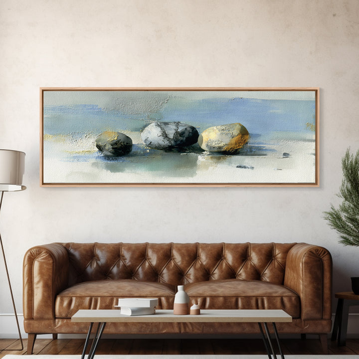 Minimal Stone Shapes Canvas Print, Master Bedroom, Above Bed Wall Art, Bedroom Decor, Abstract Art, Sanctuary, MAS-3x1-8