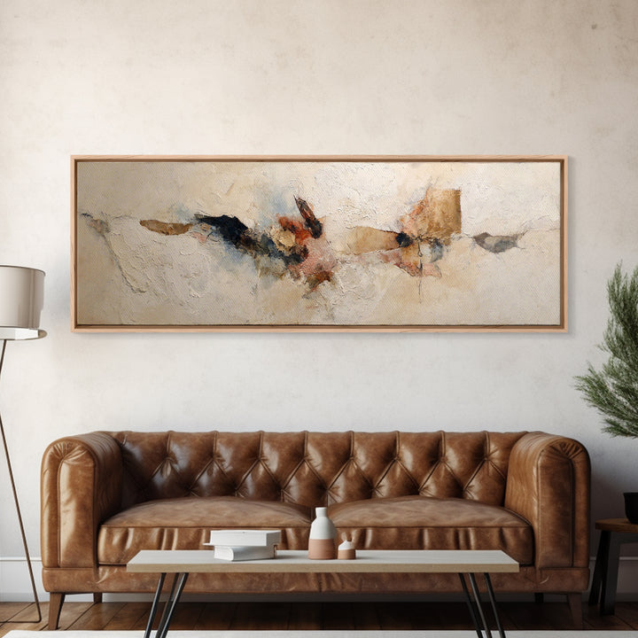 Large Cream Abstract Framed Canvas Print, Master Bedroom, Vinyl Wall Decal, Bedroom Decor, Abstract Art, Sanctuary, MAS-3x1-81
