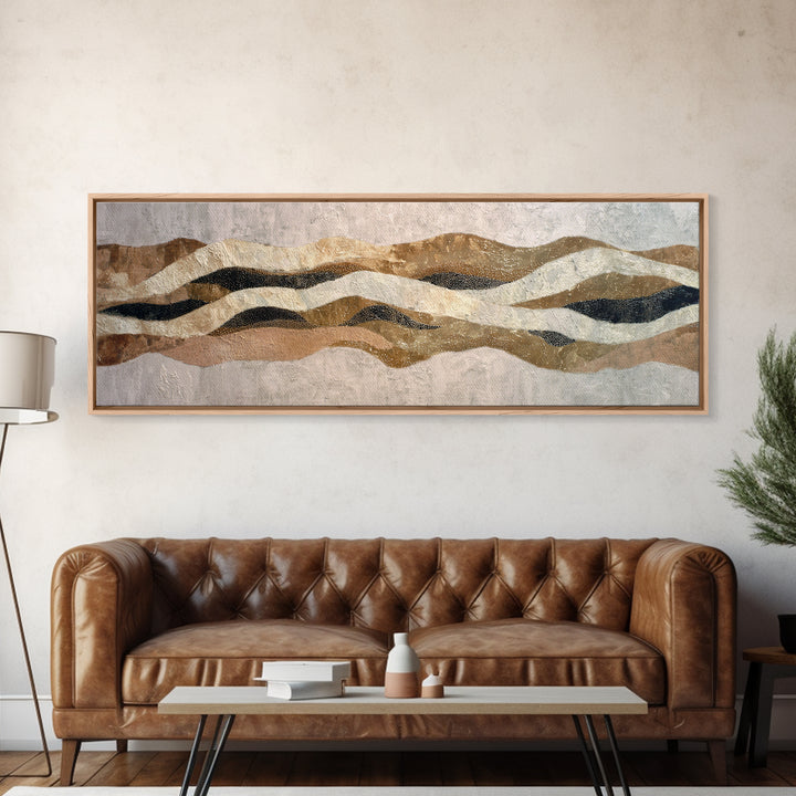 Abstract Wave Forms Framed Canvas Print, Master Bedroom, Bedroom Decor, Abstract Art, Sanctuary, Farmhouse Wall Art, MAS-3x1-84