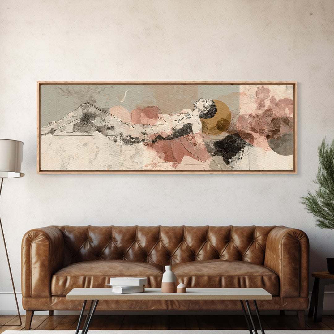 Classical Reclining Figure Implied Through Line Art Canvas Print, Master Bedroom, Above Bed Decor, Bedroom Decor, Sanctuary, MAS-3x1-86
