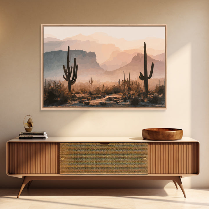 Quiet Desert Dusk Framed Canvas Print, Master Bedroom, Bedroom Wall Art, Bedroom Decor, Oil Painting, Sanctuary, Signs for Home, MAS-3x2-14
