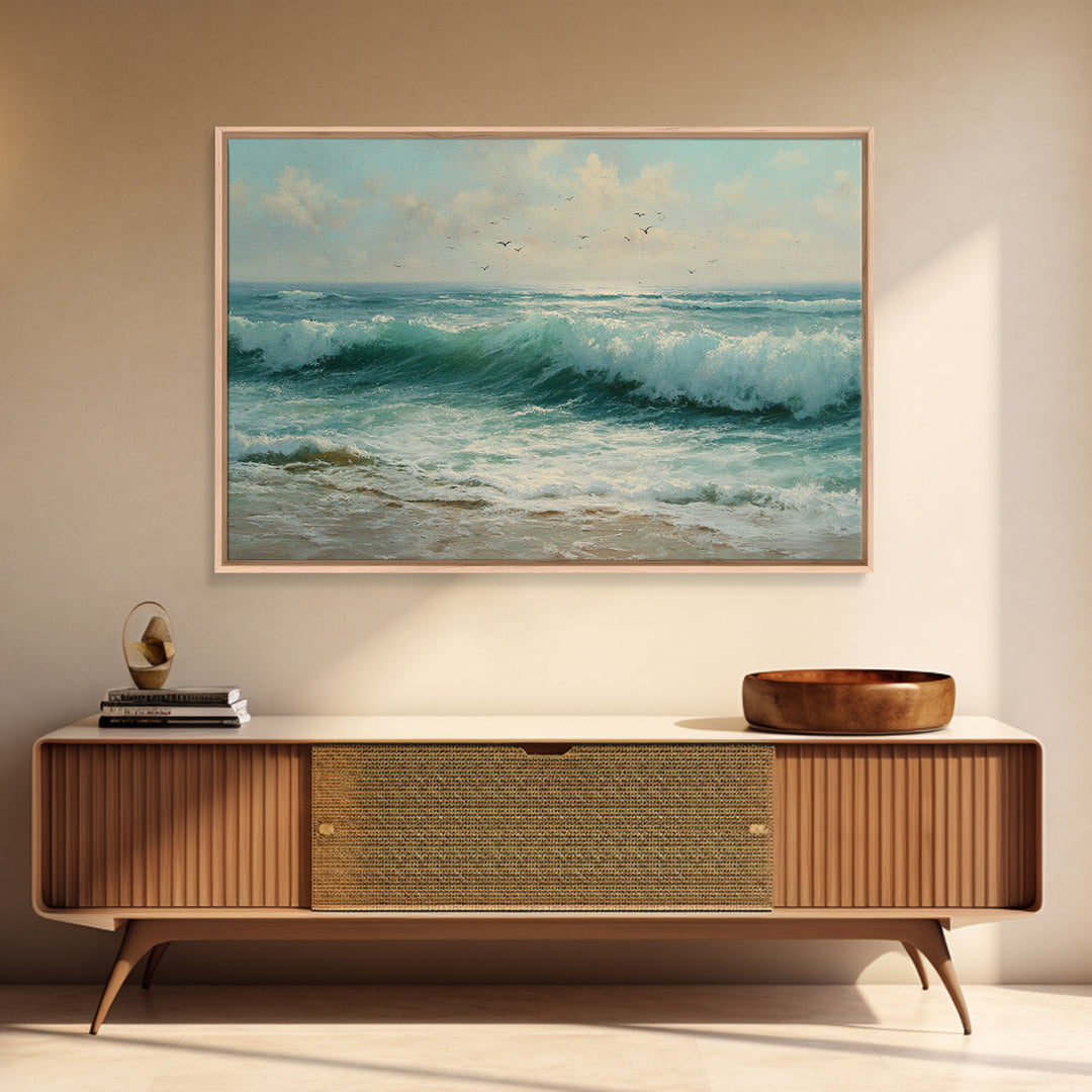 Elegant Moonlit Ocean Horizon Canvas Print, Master Bedroom, Modern Decor, Bedroom Decor, Fine Art, Sanctuary, Wall Decor, MAS-3x2-29