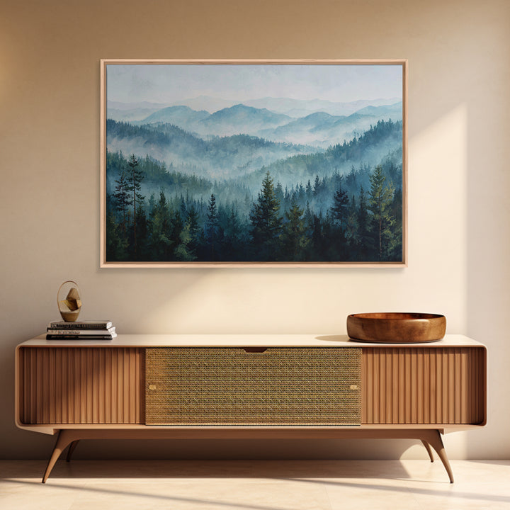Calm Misty Forest Panorama Canvas Print, Master Bedroom, Room Decor, Bedroom Decor, Sanctuary, Wall Decal, Printable Art, MAS-3x2-56