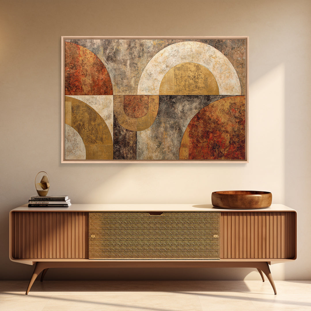 Gold Accented Abstract Arches Framed Canvas Print, Master Bedroom, Textured Painting, Bedroom Decor, Abstract Art, Sanctuary, MAS-3x2-60