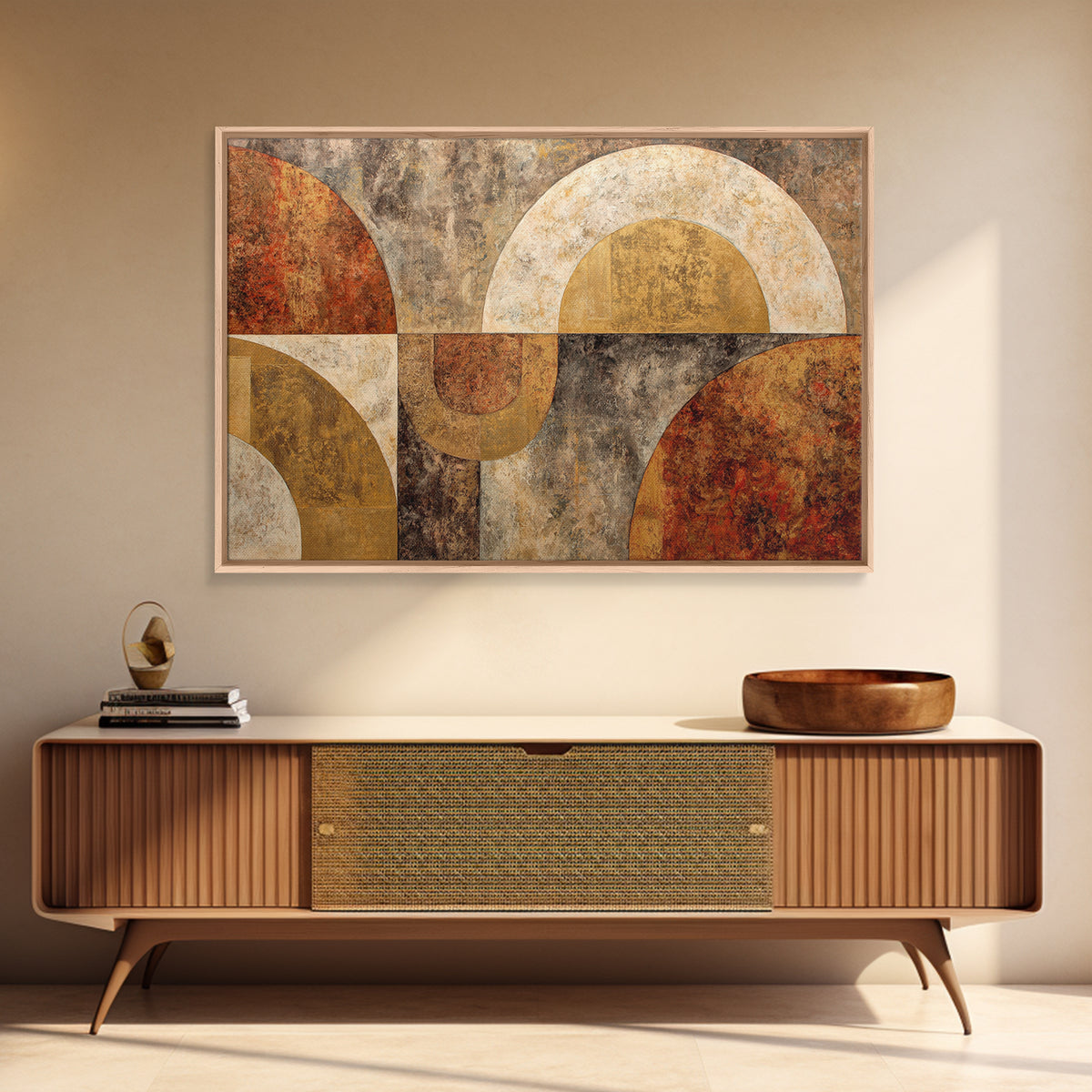 Gold Accented Abstract Arches Framed Canvas Print, Master Bedroom, Textured Painting, Bedroom Decor, Abstract Art, Sanctuary, MAS-3x2-60