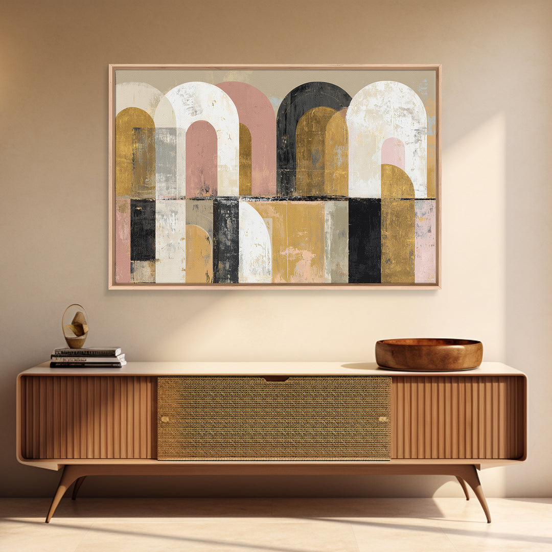 Gold Accented Abstract Arches Canvas Print, Master Bedroom, Wall Decor, Bedroom Decor, Sanctuary, Farmhouse Wall Decor, MAS-3x2-84