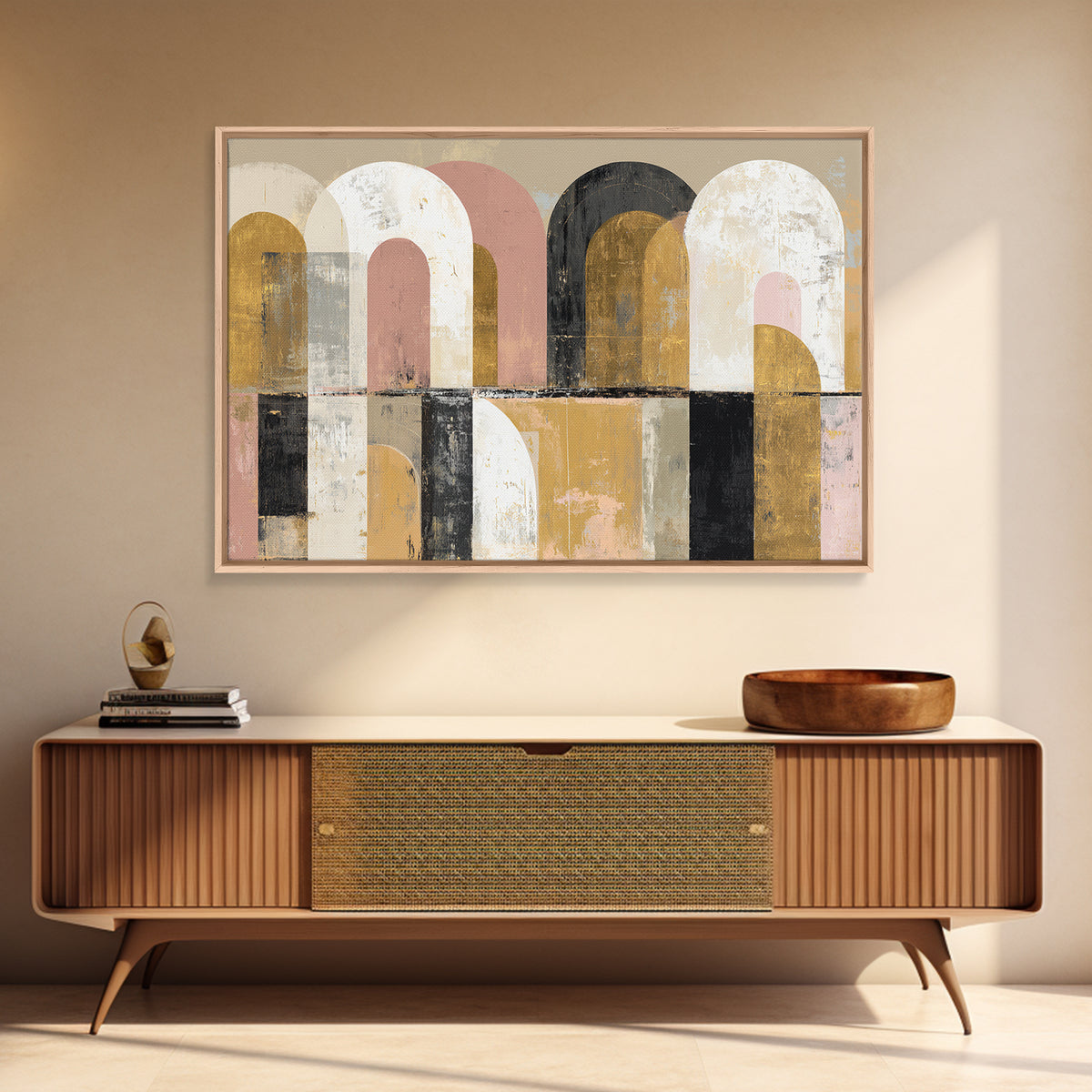 Gold Accented Abstract Arches Canvas Print, Master Bedroom, Wall Decor, Bedroom Decor, Sanctuary, Farmhouse Wall Decor, MAS-3x2-84