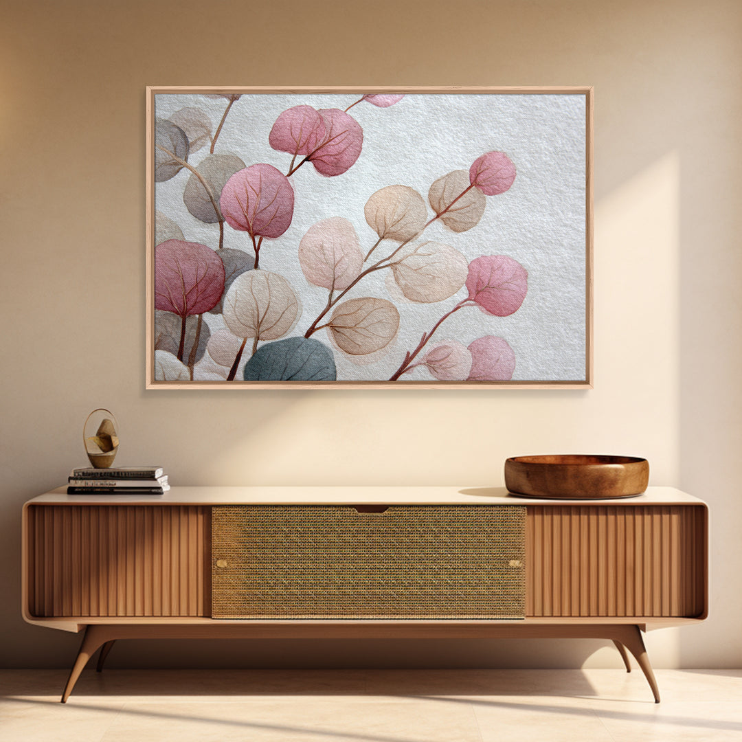 Gentle Eucalyptus Watercolor Branches Canvas Print, Master Bedroom, Art Print, Bedroom Decor, Oil Painting, Sanctuary, MAS-3x2-88