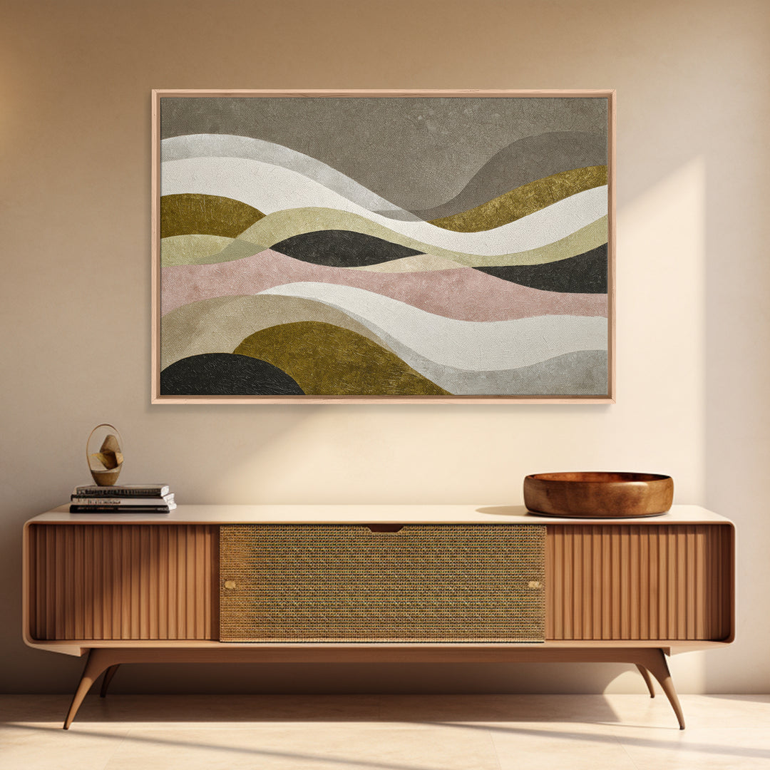 Abstract Wave Forms Framed Canvas Print, Master Bedroom, Bedroom Decor, Abstract Art, Sanctuary, Farmhouse Wall Art, MAS-3x2-96