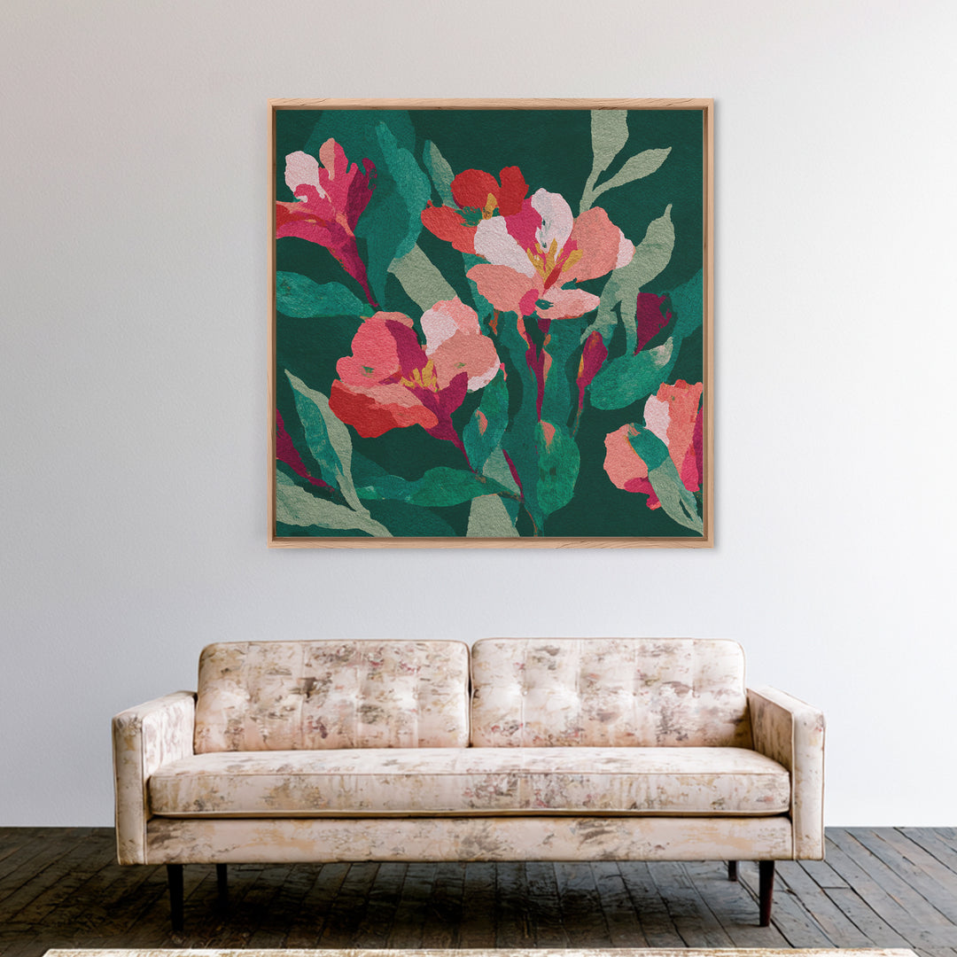 Matisse Inspired Cutouts with Vivid Floral Motifs Canvas Print, Maximalist Art, Retro Wall Art, Living Room Decor, Maximal, MAX-1x1-10