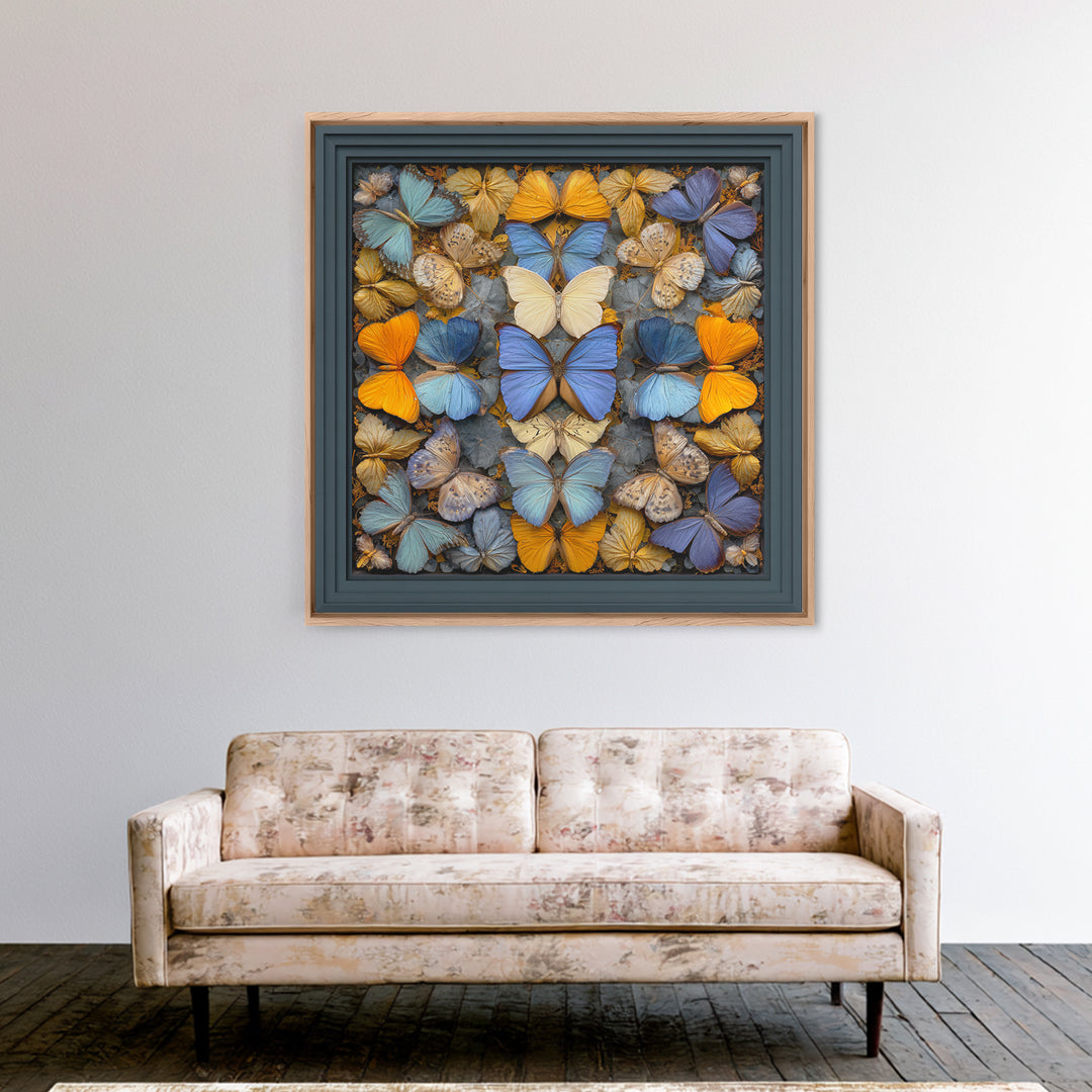 Framed Butterfly Collection Canvas Print, Maximalist Art, Art Nouveau, Living Room Decor, Maximal, Living Room Wall Art, MAX-1x1-23