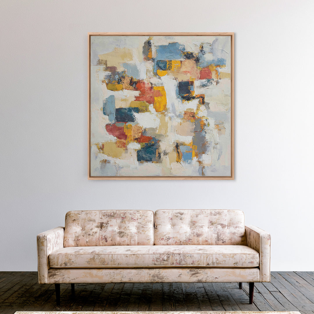 Chaotic Joyful Abstract Framed Canvas Print, Maximalist Art, Modern Art, Living Room Decor, Fine Art, Maximal, MAX-1x1-46