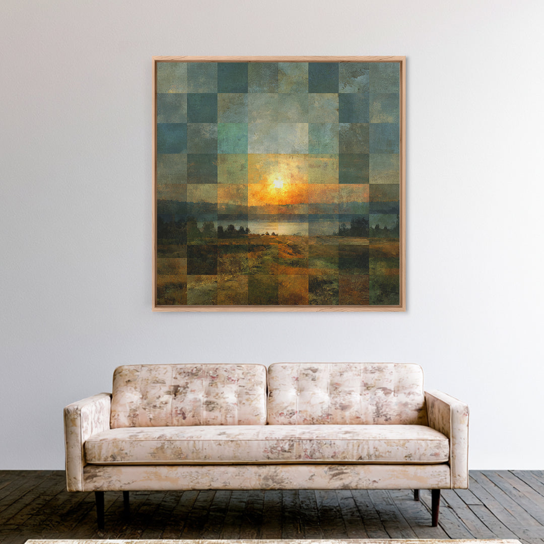 Eclectic Checkerboard Landscape Canvas Print, Maximalist Art, Fine Art Print, Living Room Decor, Maximal, Digital Prints, MAX-1x1-5