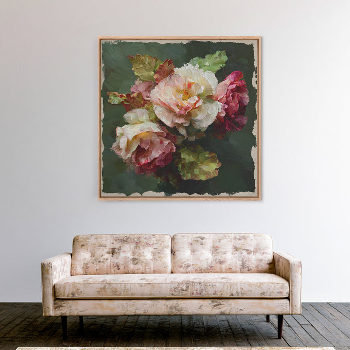 Baroque Roses Mixed Canvas Print, Maximalist Art, Leopard Print, Living Room Decor, Abstract Art, Maximal, Minimalist Decor, MAX-1x1-54