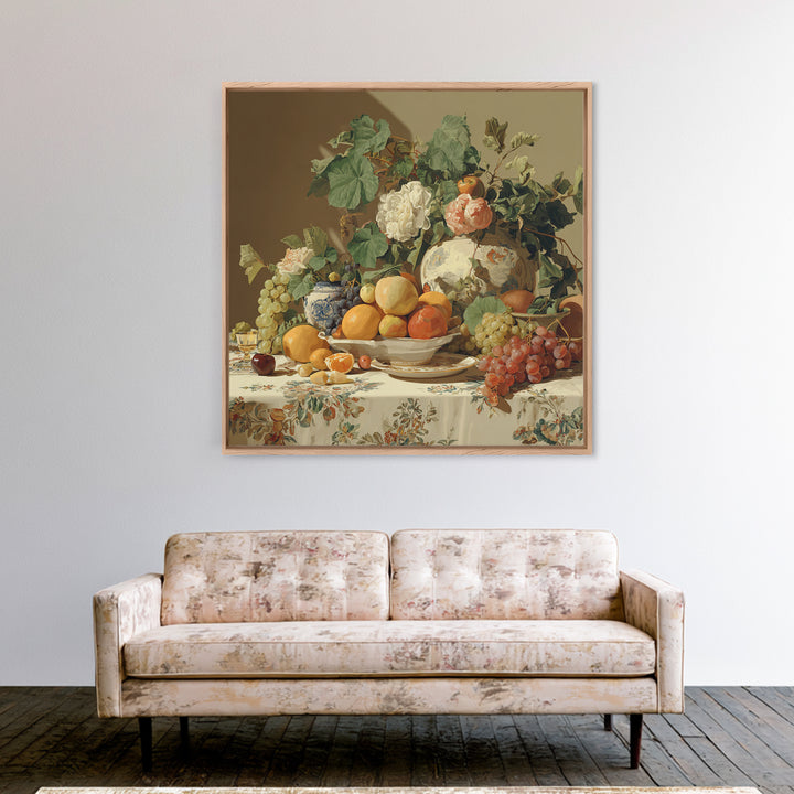 Rococo Fruit Feast Framed Canvas Print, Maximalist Art, Neutral Decor, Living Room Decor, Fine Art, Maximal, Home Decor, MAX-1x1-63