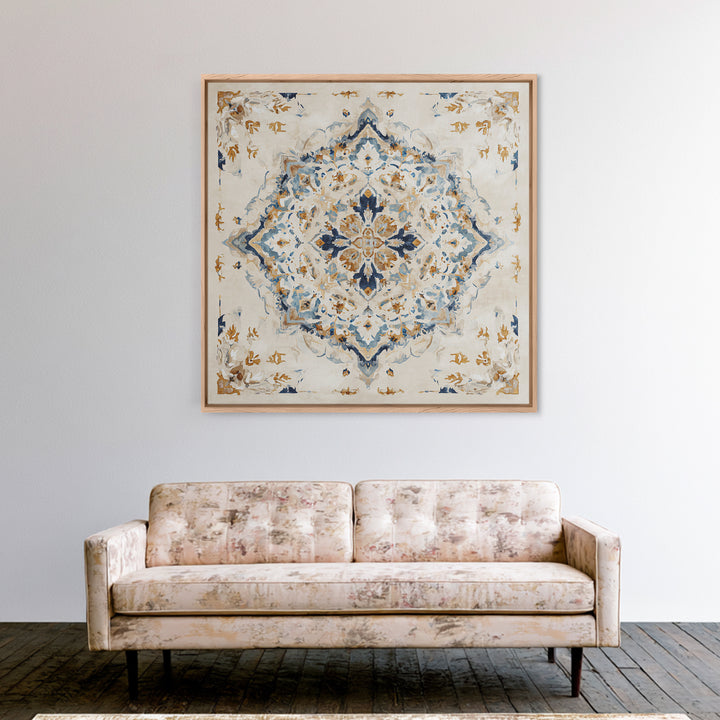 Bohemian Textile Pattern Framed Canvas Print, Maximalist Art, Modern Wall Art, Living Room Decor, Maximal, Statement Artwork, MAX-1x1-68