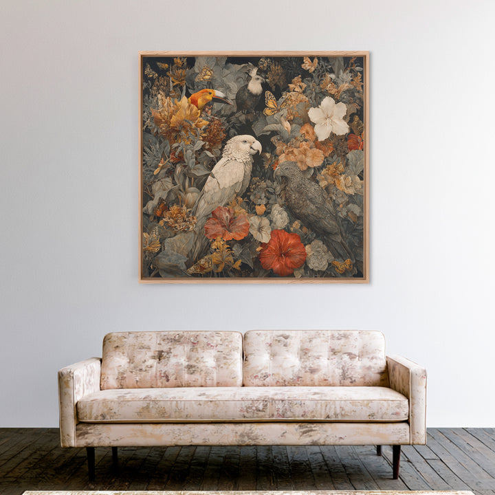 Explosive Floral Jungle Framed Canvas Print, Maximalist Art, Home Decor, Living Room Decor, Fine Art, Maximal, Printable Art, MAX-1x1-73
