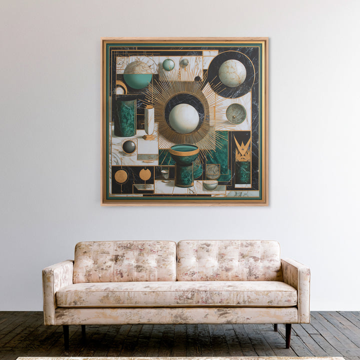 Surreal Room of Floating Objects as Decorative Canvas Print, Maximalist Art, Statement Artwork, Living Room Decor, Maximal, MAX-1x1-9